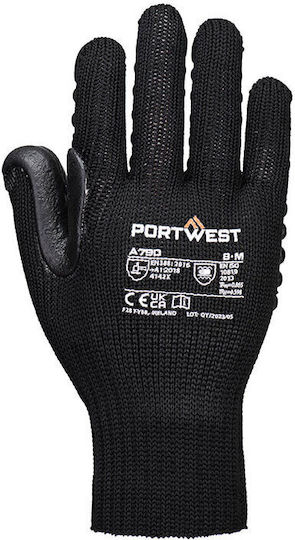 Portwest Γάντια Εργασίας Μαύρα Πολυεστέρα/Βαμβακερά