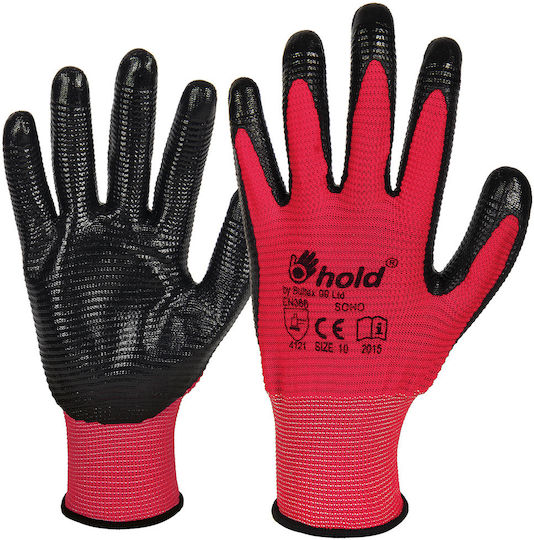 Stenso Soho Gloves for Work Red Nitrile/Polyester 1pcs