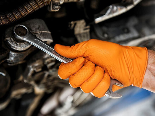 AMiO Arbeitshandschuhe Einweg Orange Nitril 50Stück