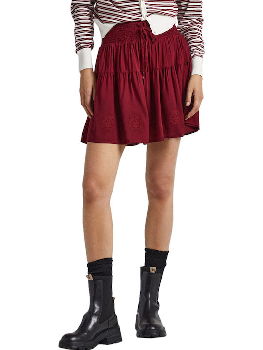 Francina Denim Mini Rock Burgundisch