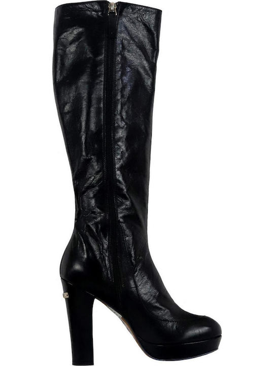 Leder Damenstiefel Schwarz