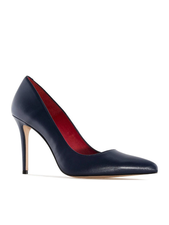 Leather Pointed Toe Stiletto Blue High Heels