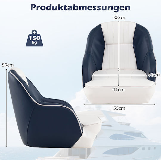 Costway Comfortable Boat Chair Waterproof PVC Leather 59x55x51 Cm Np12447bl