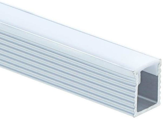 Profil din aluminiu Eurospot benzi LED argintii L=2m capac lăptos Eu5146