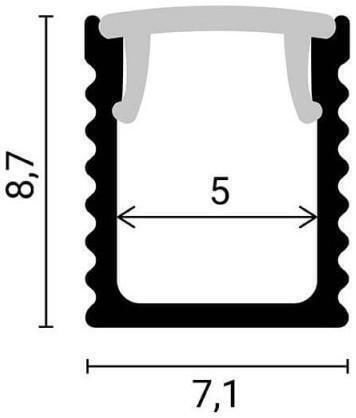 Profil din aluminiu Eurospot benzi LED argintii L=2m capac lăptos Eu5146