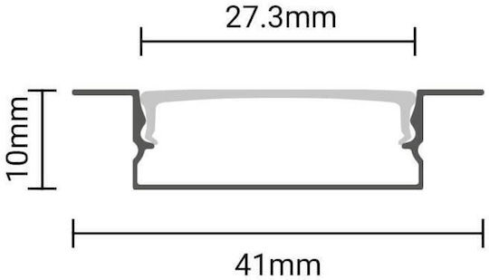 Eurospot Aluminiumprofil für LED-Streifen mit Opal Abdeckung 200x4.1x1cm