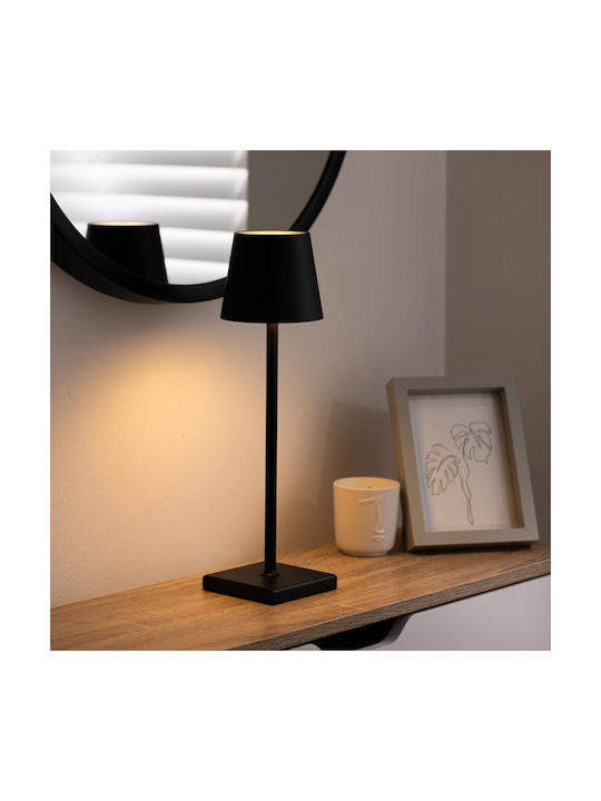Rechargeable Table Lamp LED with Black Shade and Base