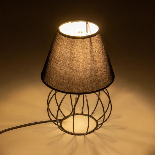GloboStar Metal Table Lamp for Socket E27 with Black Shade and Base