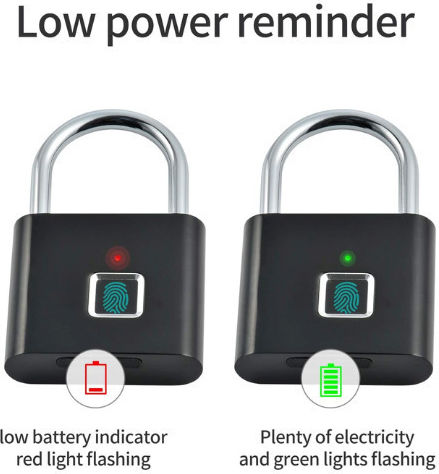 Padlock Brass With Fingerprint Black 1pcs