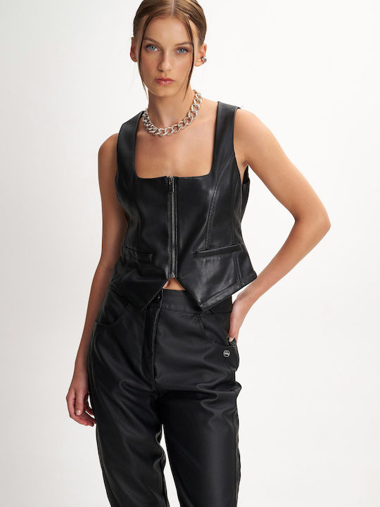 Women's Vest with Zipper Black