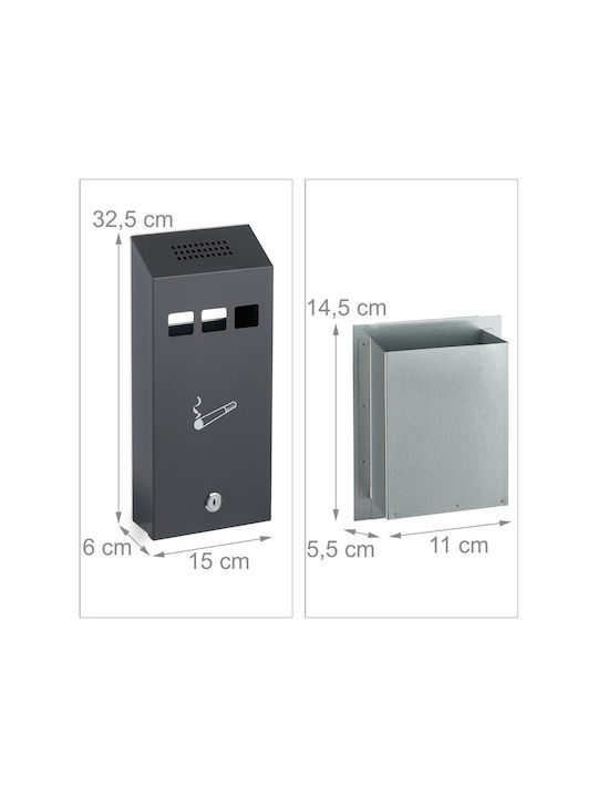 Cenușare Outdoor Dimensiuni 32.5 X 15 X 6 Cm Antracit Relaxdays