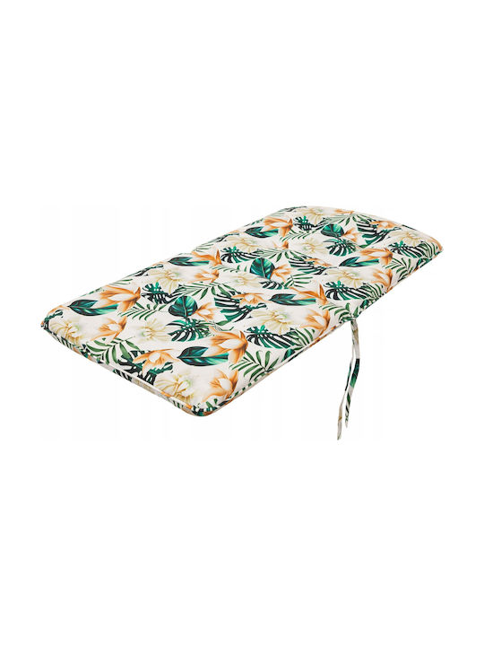 Garden Chair Cushion with Backrest White Flowers