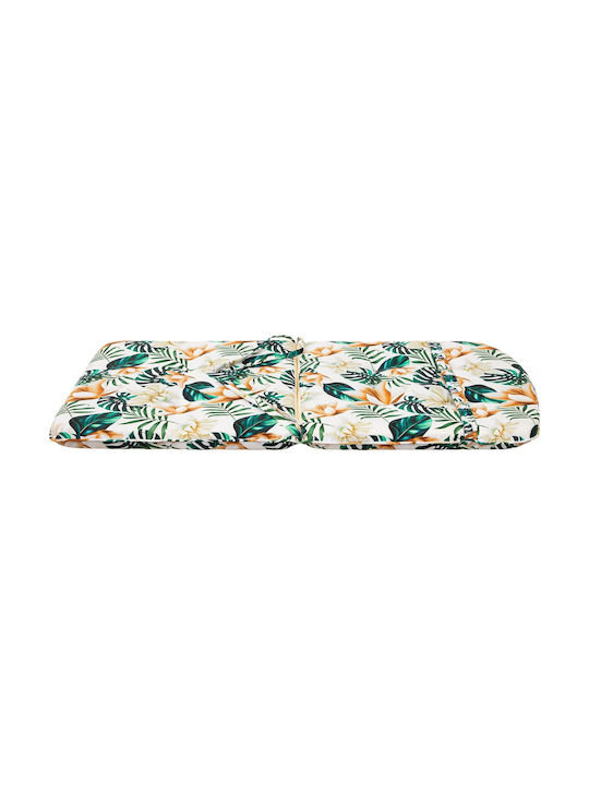 Garden Chair Cushion with Backrest White Flowers