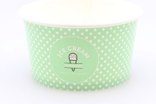 Set Of 50 Green Paper Ice Cream Cups With 148ml Capacity