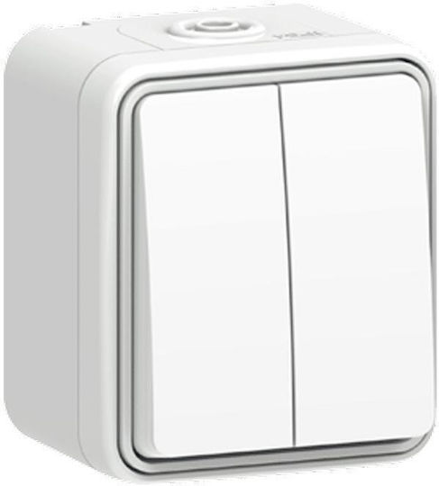 Lucas Waterproof Wall-Mounted Double Wall Switch with White Frame