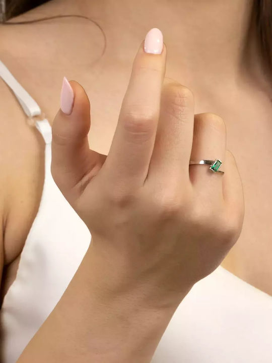 Μονόπετρο από Λευκόχρυσο 14K με Ζιργκόν