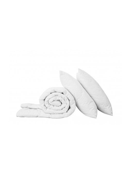 Kotonia Home Husă de pătură Set de fețe de pernă cu Umplutură Microfiber Dublu 200x220cm Alb 3buc 300 g/mp²Gsm