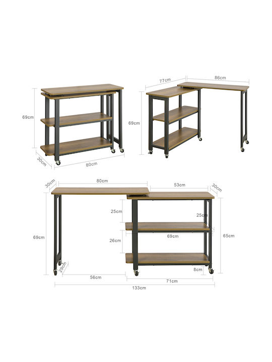 Console Table Wood & Metal L132.5xW30xH68.5cm