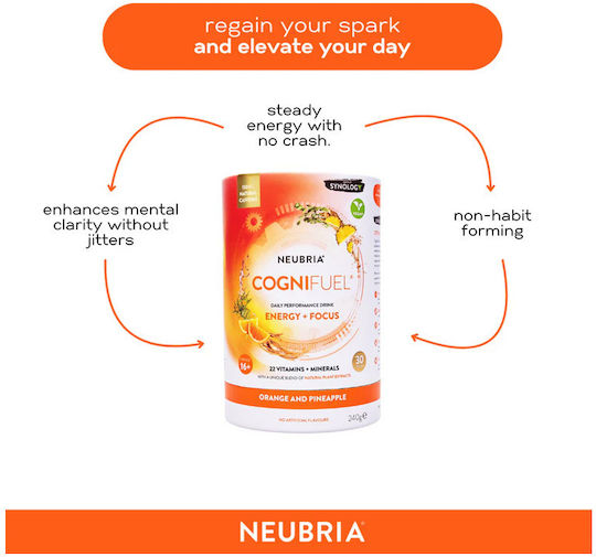Neubria Cognifuel 130mg Supplement for Memory & Focus 10 x 8gr Orange Pineapple