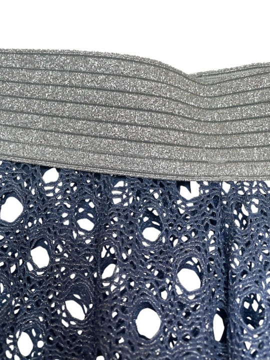 Jeannette Blue-Navy Lurex Pantaloons The Sea Lace Silver Stripe B1511