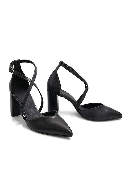 Sarigiannis Women's Heels Crossed Straps Black