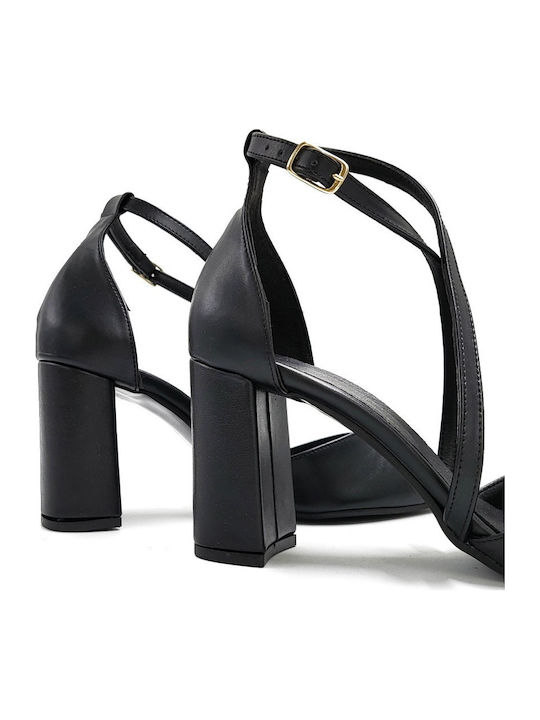 Sarigiannis Women's Heels Crossed Straps Black