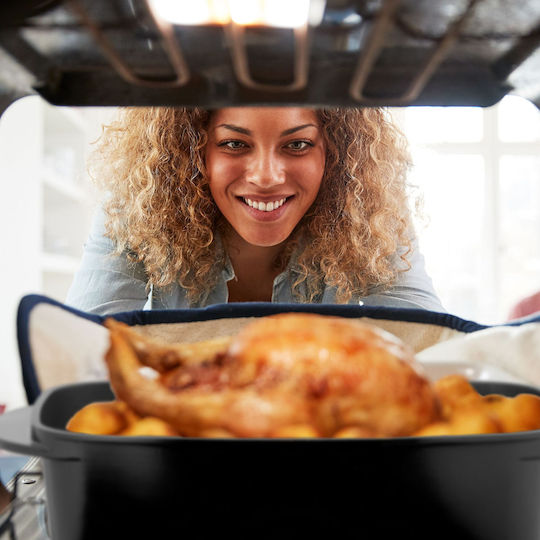 Relaxdays Oală Dreptunghiulară din Aluminiu cu Capac de Sticlă 5lt 1buc