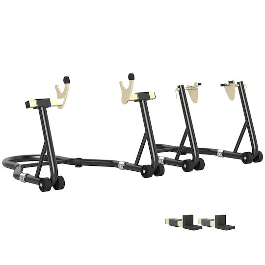 Homcom Două Suporturi Reglabile Tip Triunghi Negru Oțel Cu Roți Dimensiuni Î 80-120 Cm C30-044v00bk