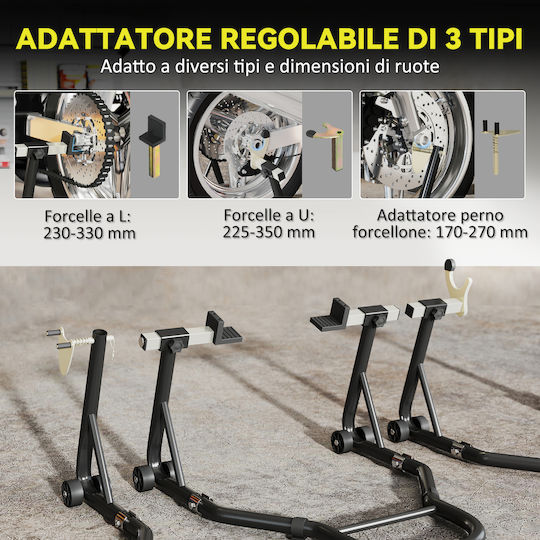 Homcom Două Suporturi Reglabile Tip Triunghi Negru Oțel Cu Roți Dimensiuni Î 80-120 Cm C30-044v00bk