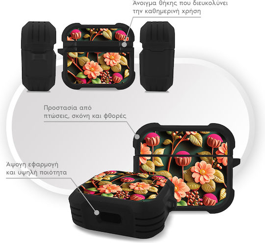 Sonique 3d Flower Series Θήκη Σιλικόνης σε Πορτοκαλί χρώμα για Apple AirPods 3