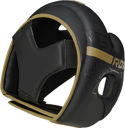 RDX Adult Open Face Boxing Headgear Leather Gold