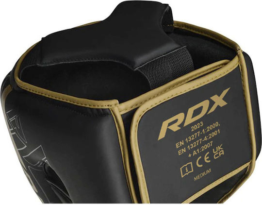 RDX Adult Open Face Boxing Headgear Leather Gold