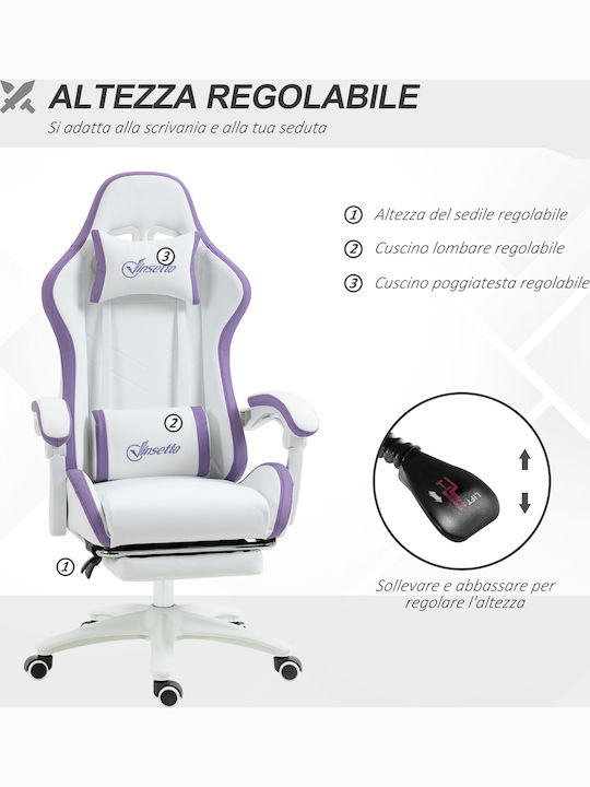 Vinsetto 921-618V02WT Геймърски стол с подлакътник Бял