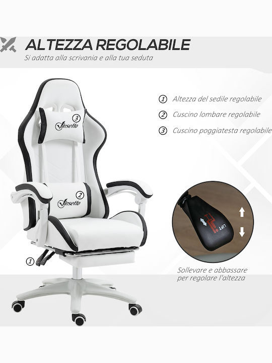 Vinsetto 921-618V01WT Gaming Chair with Footrest White
