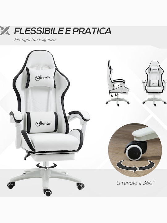 Vinsetto 921-618V01WT Gaming Chair with Footrest White