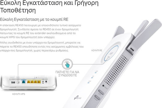 TP-LINK RE450 v3 WiFi Extender Dual Band (2.4 & 5GHz) 1750Mbps