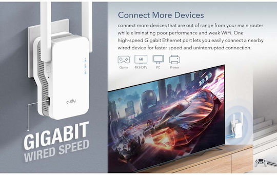 Cudy RE1800 v1 Mesh WiFi Extender Dual Band (2.4 & 5GHz) 1800Mbps