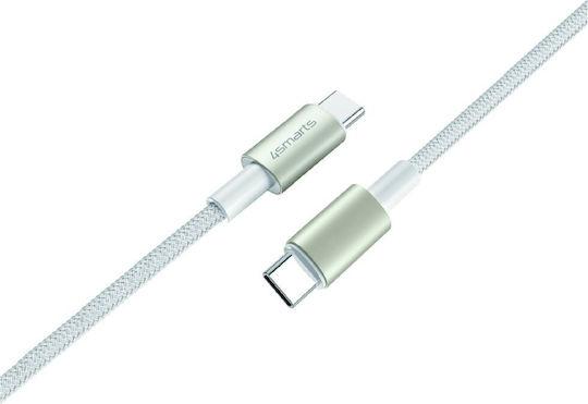4smarts Type-c To Type-c Cables Premiumcord 60w Set 3 Pieces 0.5m+1.5m+3m White Silver