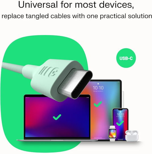 Green Cell Powerstream USB 2.0 Cable USB-C male - USB-C 100W PD Λευκό 1.2m