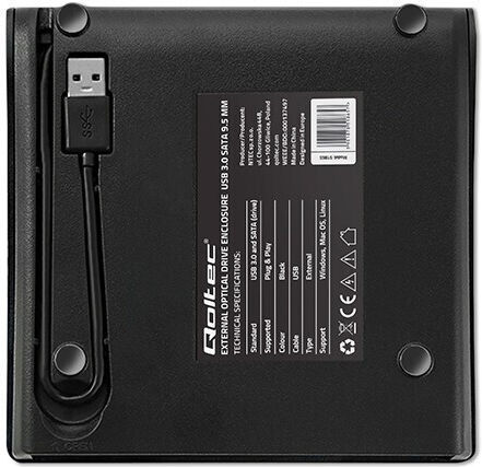 Qoltec External USB 3.0 9.5mm SATA Optical Drive Case