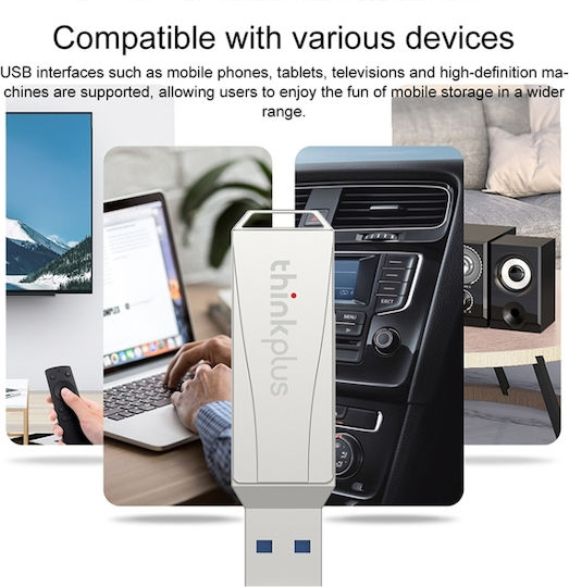 Lenovo ThinkPlus MU252 128GB USB 3.1 Stick cu conexiune USB-A & USB-C Gri