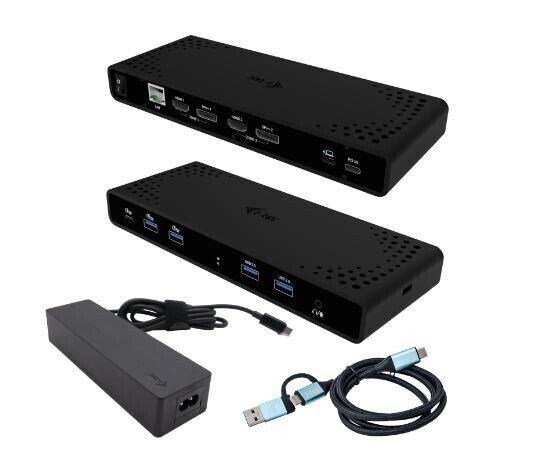 i-tec USB-C Docking Station με HDMI/DisplayPort 4K PD Ethernet και σύνδεση 2 Οθονών Μαύρο (CADUA4KDOCKPDB100)