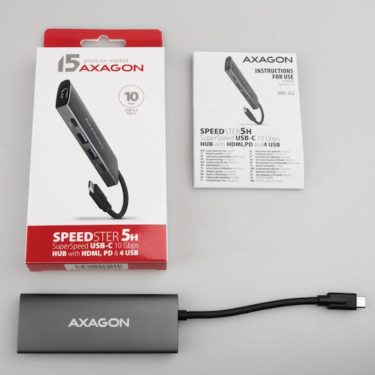 Axagon USB-C Лаптоп Докинг Станция с HDMI 4K PD Сива