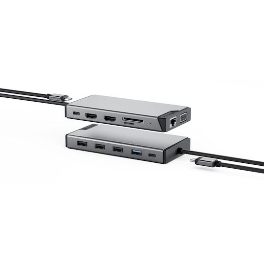 Alogic USB-C Docking Station με HDMI Ethernet και σύνδεση 3 Οθονών Ασημί (DUCDDV3)