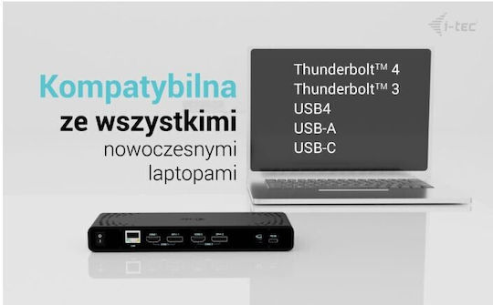 i-tec USB-C Docking Station με HDMI/DisplayPort 4K PD Ethernet και σύνδεση 2 Οθονών Μαύρο (CADUA4KDOCKPDB100)