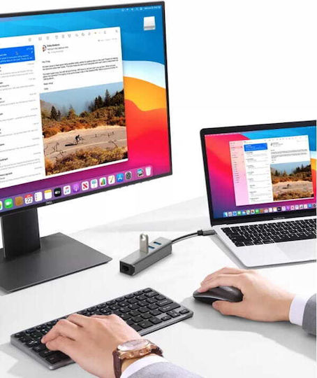 Zenwire USB Hub 10 Ports USB 3.0 with USB-C Connection Ethernet Gray