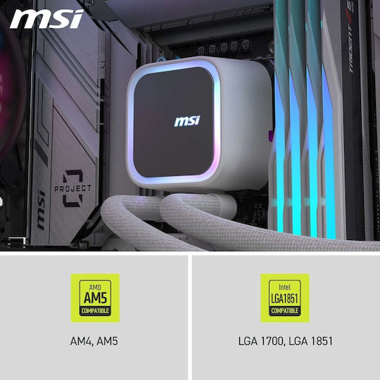 MSI MAG Coreliquid A13 360 Water Cooling AIO CPU with 3 120mm Fans and ARGB Lighting White