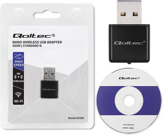 Qoltec USB Netzwerkadapter mit Drahtloser Verbindung Wi-Fi 300Mbps
