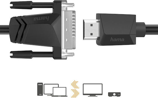 HAMA Cablu DVI-D - HDMI de sex masculin 3m Negru (00200716)