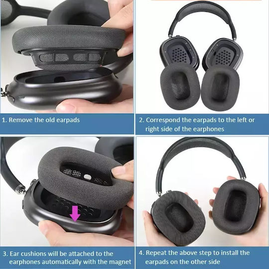 Ανταλλακτικά Μαξιλαράκια Apple Airpods Max Ζεύγος Μαύρο 370160 Blk-συμβατά